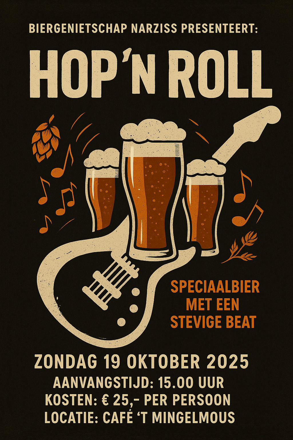 Hop 'n' Roll Bierproeverij Poster